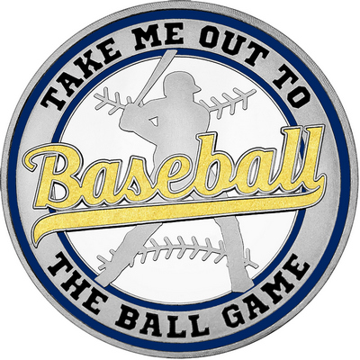 Gold "Baseball" with Navy Blue Outer Circular Borders